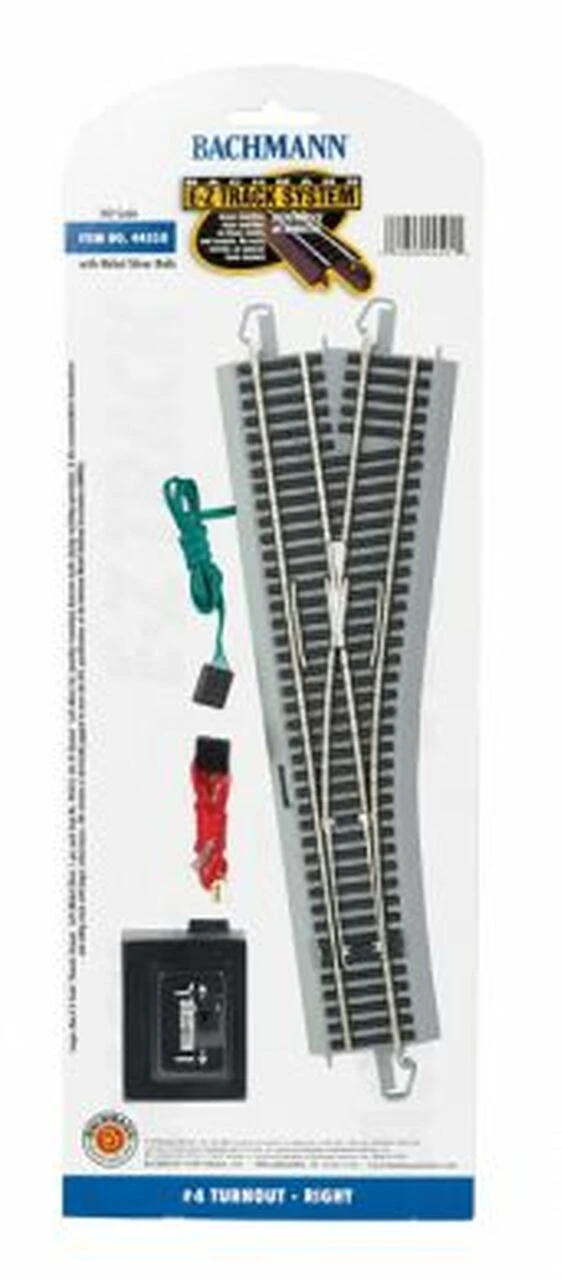 Right Remote Turnout Nickel Silver Track #4 (1/Cd) HO Bachmann Trains