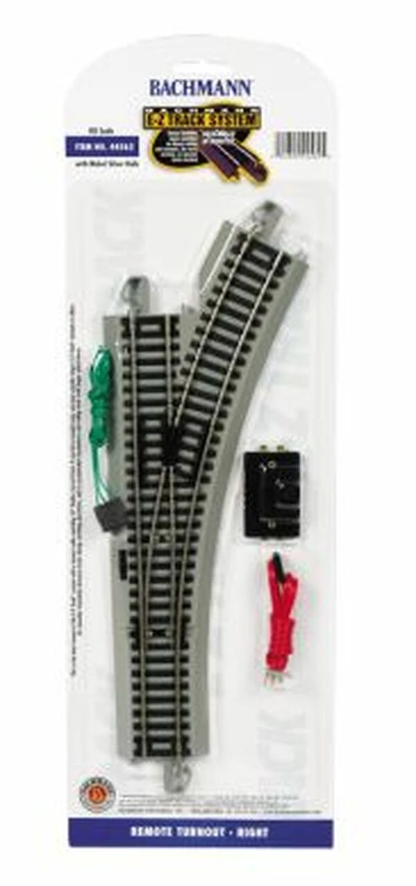 Right Remote Switch Nickel Silver Track (1/Cd) HO Bachmann Trains