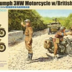 Triumph 3HW Motorcycles (2) w/British MP Figures 1/35 Bronco Models