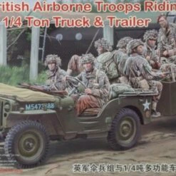 British Airborne Troops (8) Riding in 1/4-Ton Truck & Trailer 1/35 Bronco Models