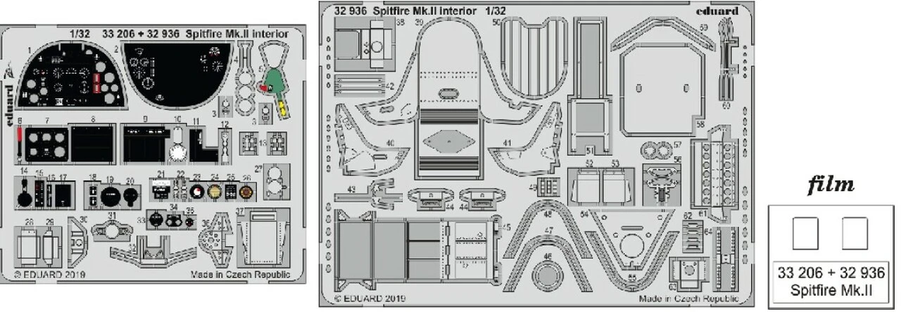 Spitfire Mk II Interior for RVL (Painted) 1/32 Eduard