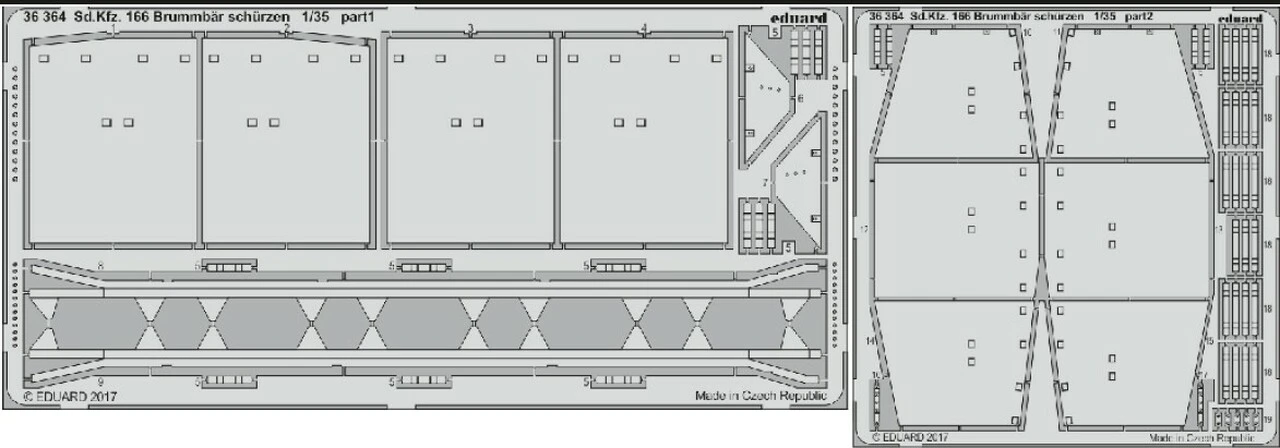 SdKfz 166 Brummbar Schurzen for TAM (New Tool) 1/35 Eduard