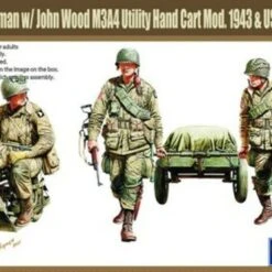 WWII Cushman Parascooter, John Wood M3A4 Utility Hand Cart Mod 1943 & 3 US Paratroopers 1/35 Gecko Models