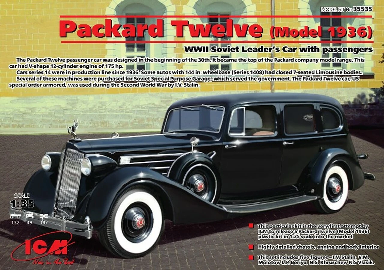 Packard Twelve (Model 1936) WWII Soviet Leader's Car & Passengers 1/35 ICM Models