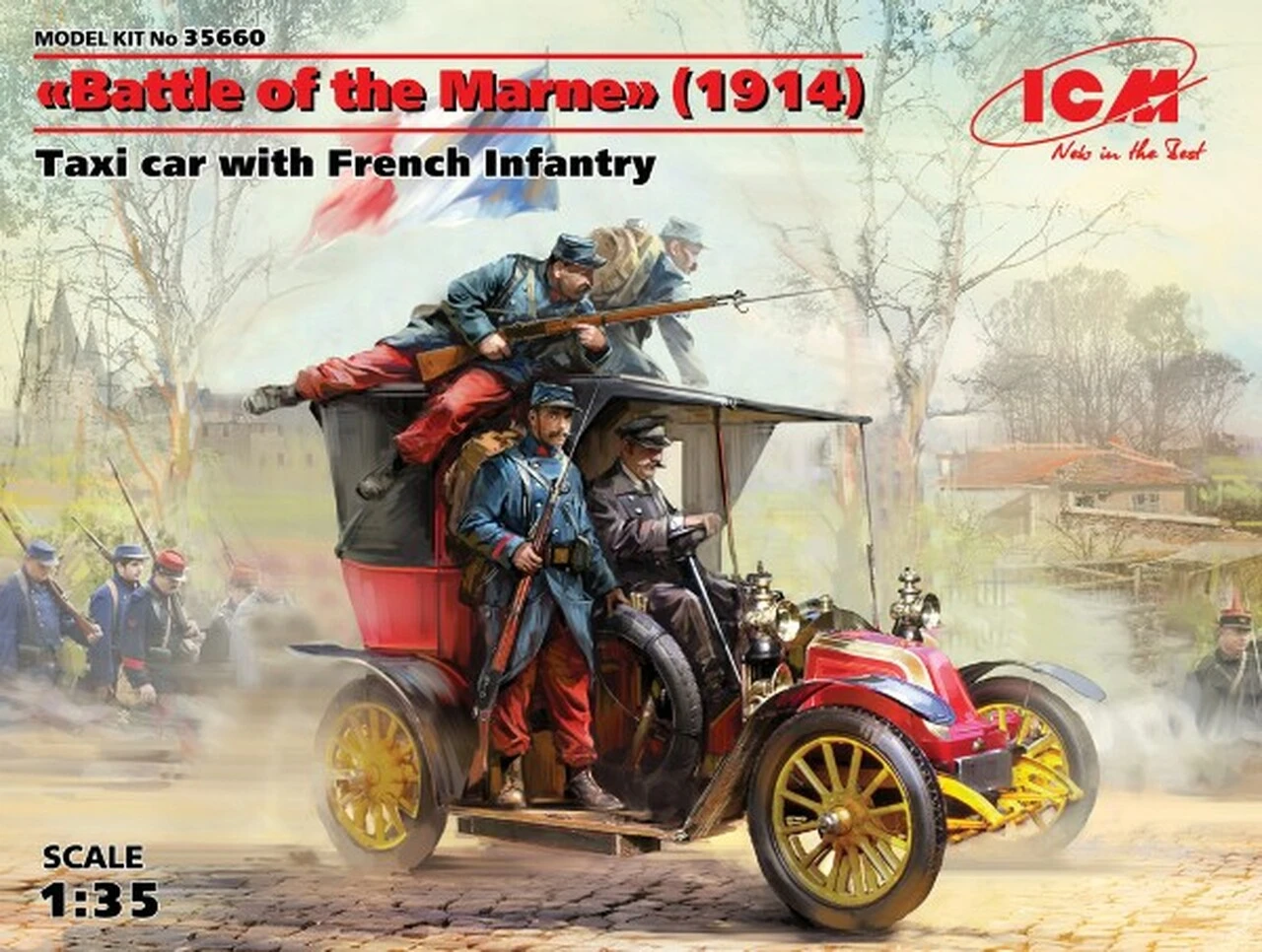 Taxi Car w/4 French Infantry Battle of the Marne 1914 1/35 ICM Models