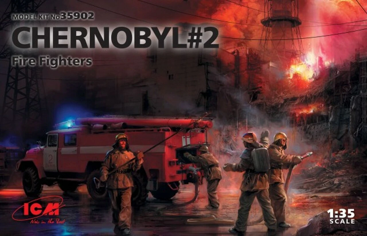 Chernobyl #2: Fire Fighter Diorama Set (AC40-137A fire truck, 4 figures, base) 1/35 ICM Models - Image 6