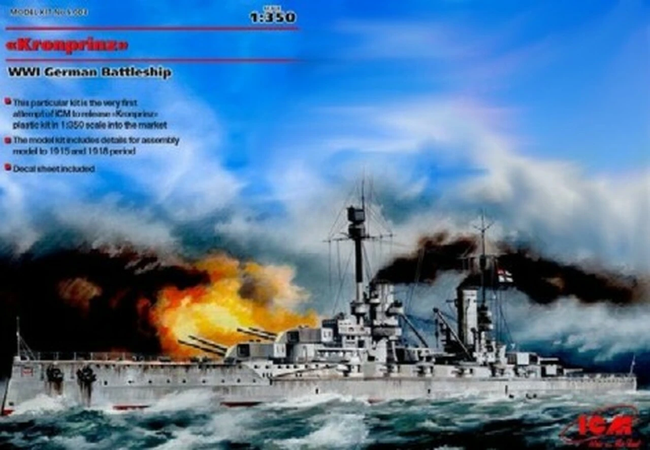 Kronprinz German WWI Battleship 1/350 ICM Models