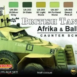 British WWII Tanks Afrika & Balkan Caunter Scheme #1 Acrylic Set (6 22ml Bottles) Lifecolor