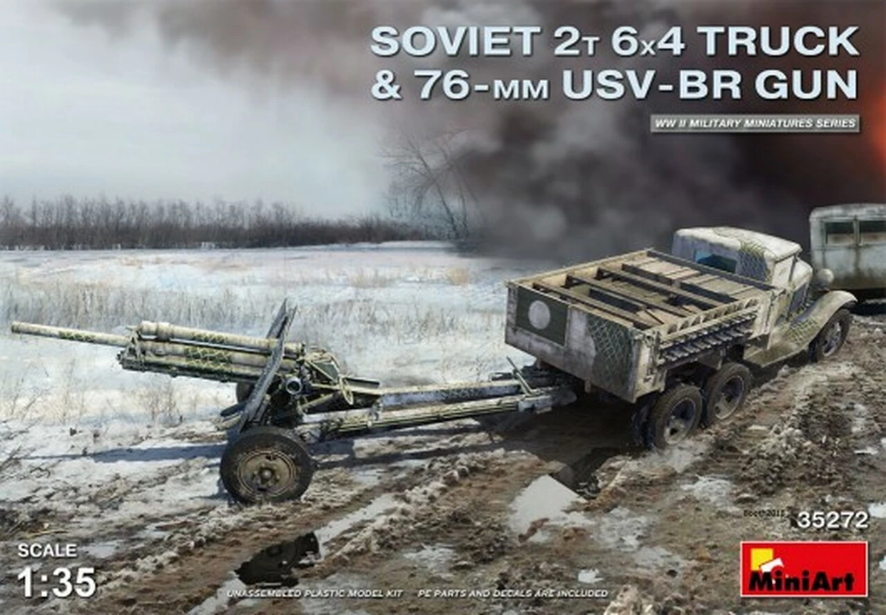 WWII Soviet 2-Ton 6x4 Truck & 76mm USV-BR Gun 1/35 Miniart Models