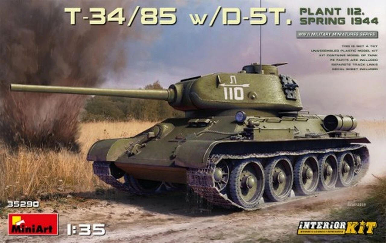 T34/85 Plant 112 Tank w/D5T Gun & Full Interior Spring 1944 1/35 Miniart