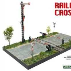 Railroad Crossing w/Cobblestone Sections, Track, Barriers & Semaphore 1/35 Miniart