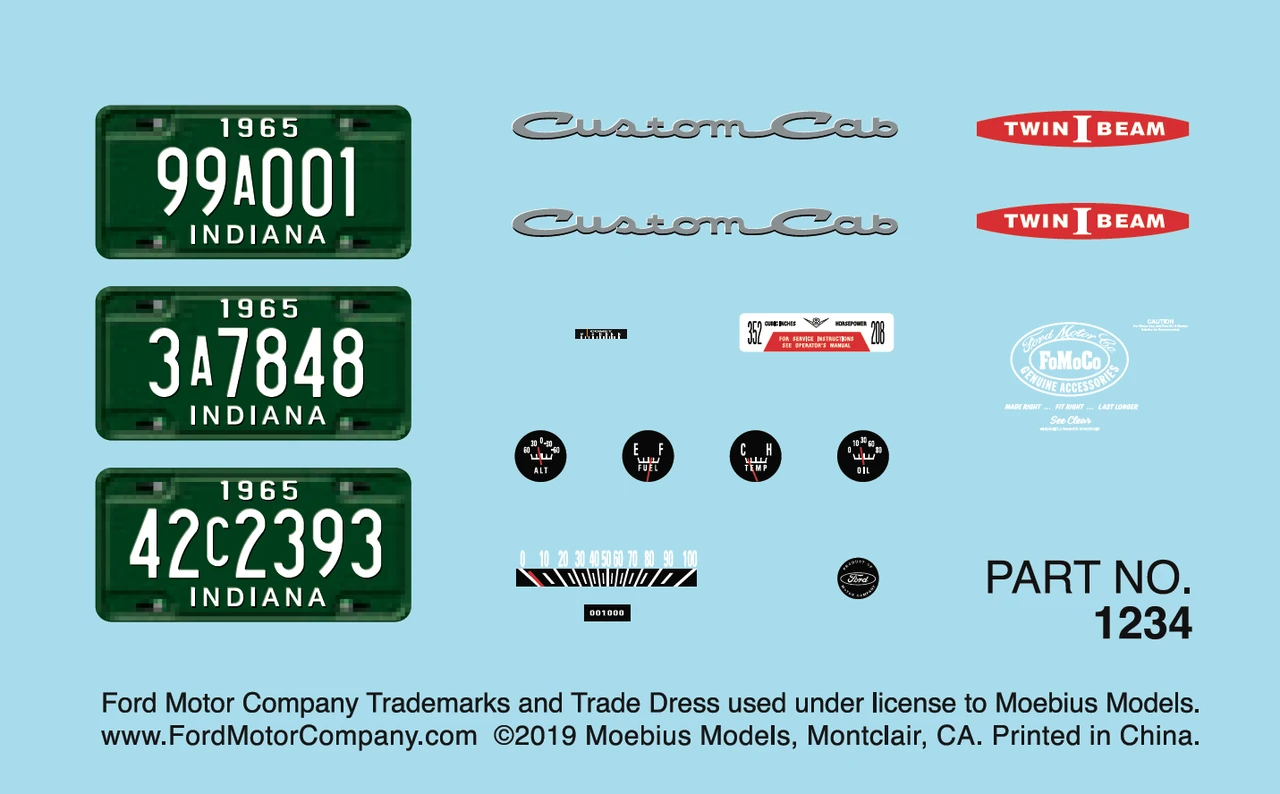 1965 Ford Custom Cab Styleside Pickup Truck 1/25 Moebius 1965 Ford Custom Cab Styleside Pickup Truck 1/25 Moebius - Image 3