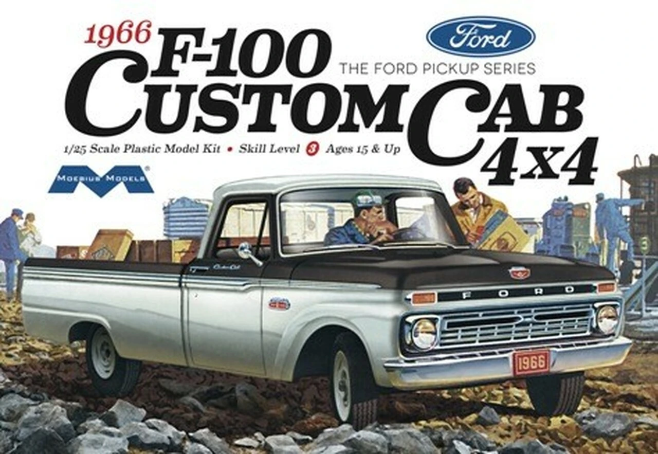 1966 Ford F100 Custom Cab 4x4 Pickup Truck 1/25 Moebius