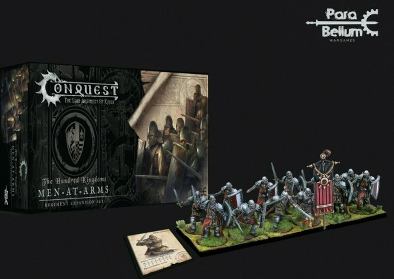 Conquest Hundred Kingdoms: Men-at-Arms Plastic Figure Kit (12 w/stands) 38mm Para Bellum Wargames