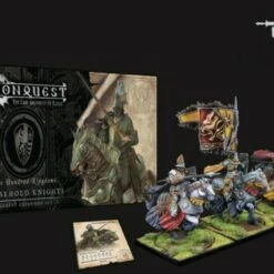 Conquest Hundred Kingdoms: Household Knights Plastic Figure Kit (3 Mtd w/stands) 38mm Para Bellum Wargames