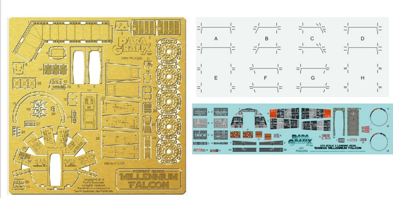 Millennium Falcon Photo-Etch & Decal Set for Bandai Perfect Grade 1/72 Paragrafix