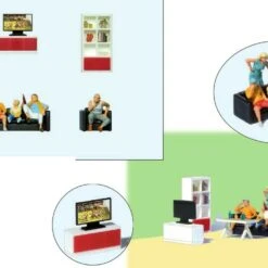 TV Living Room Furniture W/Family HO Scale Preiser TV Living Room Furniture w/Family HO Scale Preiser