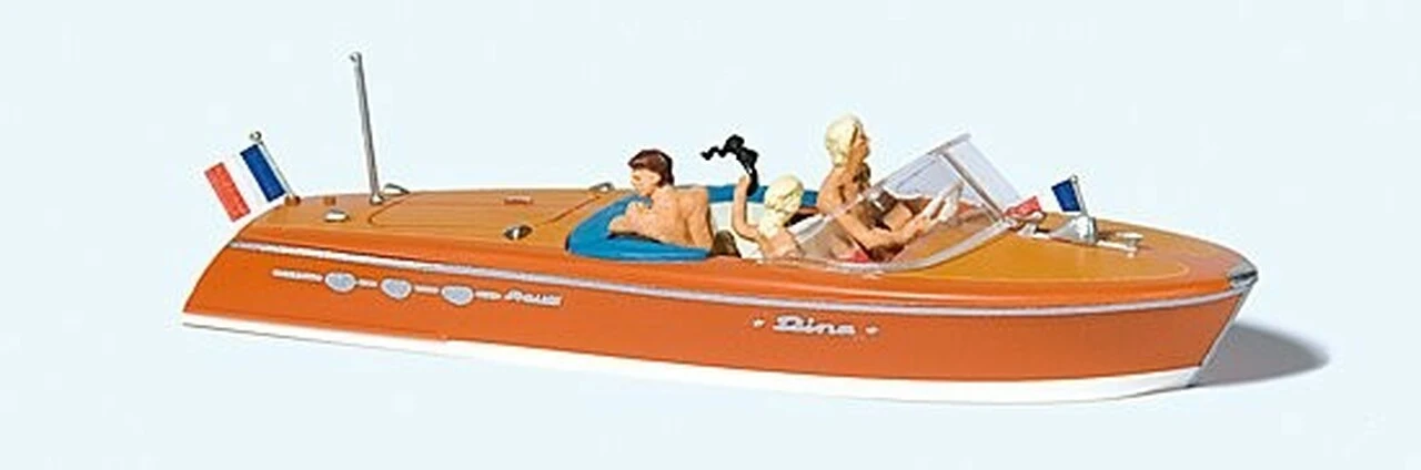 Riva Ariston Motorboat #2 w/3 Figures Sitting HO Scale Preiser Models