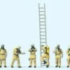 Firemen in Beige Uniform Wearing Breathing Apparatus (6) & Man HO Scale Preiser Models