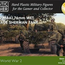 WWII Allied M4A1 76mm Wet Stowage Sherman Tank 15mm (5) Plastic Soldier