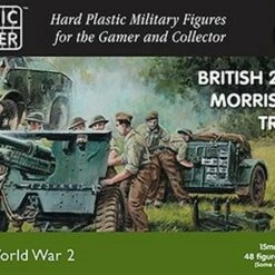 British 25-Pdr Gun, Morris Quad Tractor (4ea) & Crew (48) 15mm Plastic Soldier