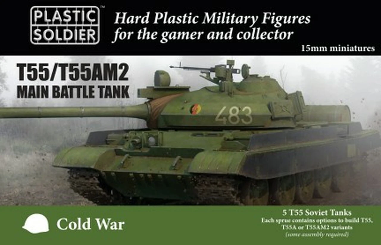 Cold War Soviet T-55A/AM2 Main Battle Tank (5) 15mm Plastic Soldier