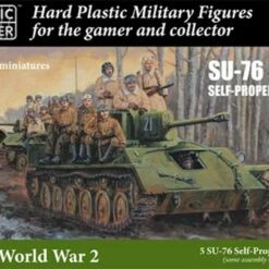 WWII Soviet Su76 Self-Propelled Gun (5) & Crew (30) 15mm Plastic Soldier