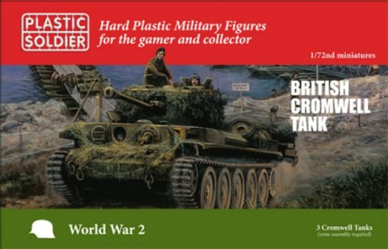 WWII British Cromwell Tank (3) & Crew (3) 1/72 Plastic Soldier