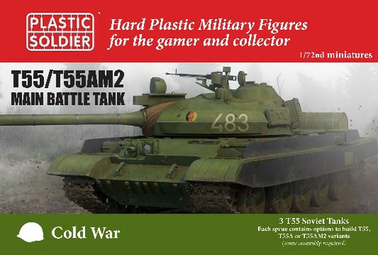 Cold War Soviet T55/AM2 Main Battle Tank (3) 1/72 Plastic Soldier