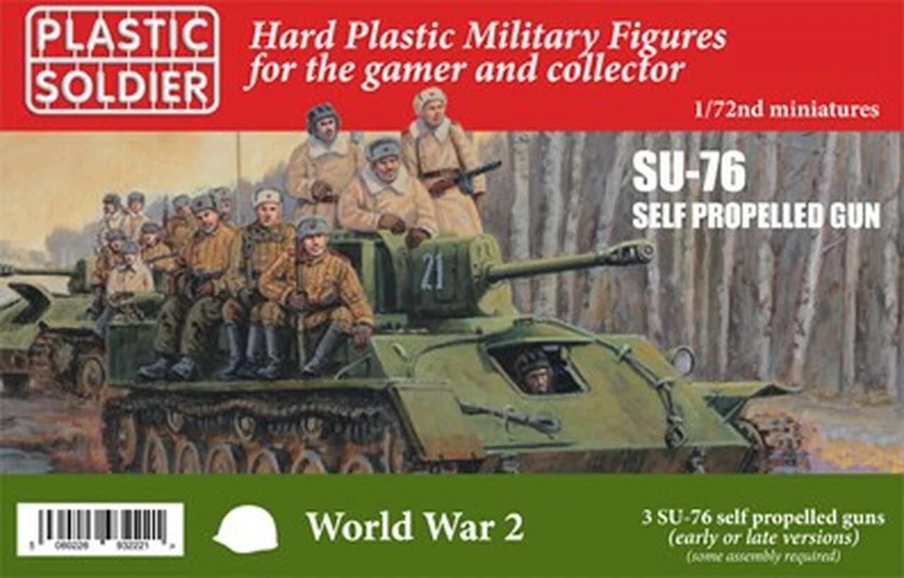 WWII Soviet Su76 Self-Propelled Gun (3) & Crew (18) 1/72 Plastic Soldier