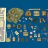 WWII German Army Equipment: pouches, helmets, straps, etc. (Resin/Photo-Etch) 1/35 Royal Model