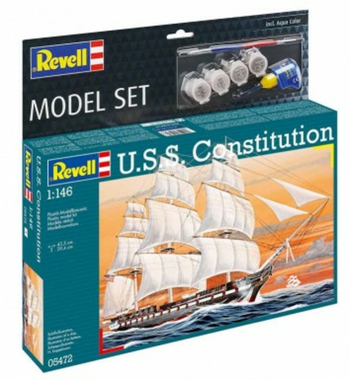 USS Constitution Sailing Ship w/paint & glue 1/146 Revell Germany