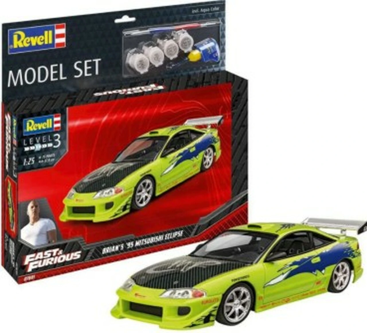 Fast & Furious Brian's 1995 Mitsubishi Eclipse w/paint & glue 1/25 Revell Germany