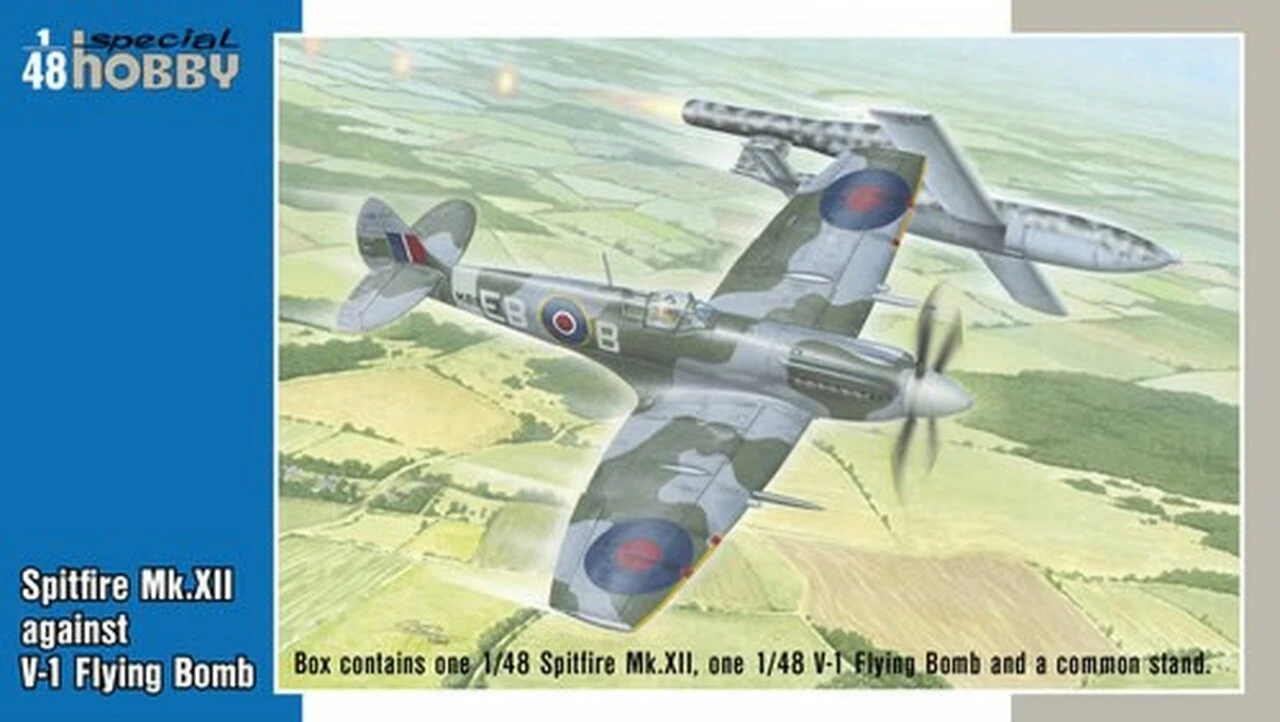 Spitfire Mk XII Aircraft against Fieseler Fi103 V1 Flying Bomb Aircraft (2 Kits) 1/48 Special Hobby