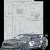 Ford Mustang GT4 Carbon Fiber Full Jacket Twill Weave Pewter (1/20) Template Decal Set For TAM 1/24 Scale Motorsport