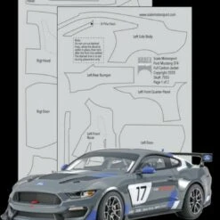 Ford Mustang GT4 Carbon Fiber Full Jacket Twill Weave Pewter (1/20) Template Decal Set For TAM 1/24 Scale Motorsport