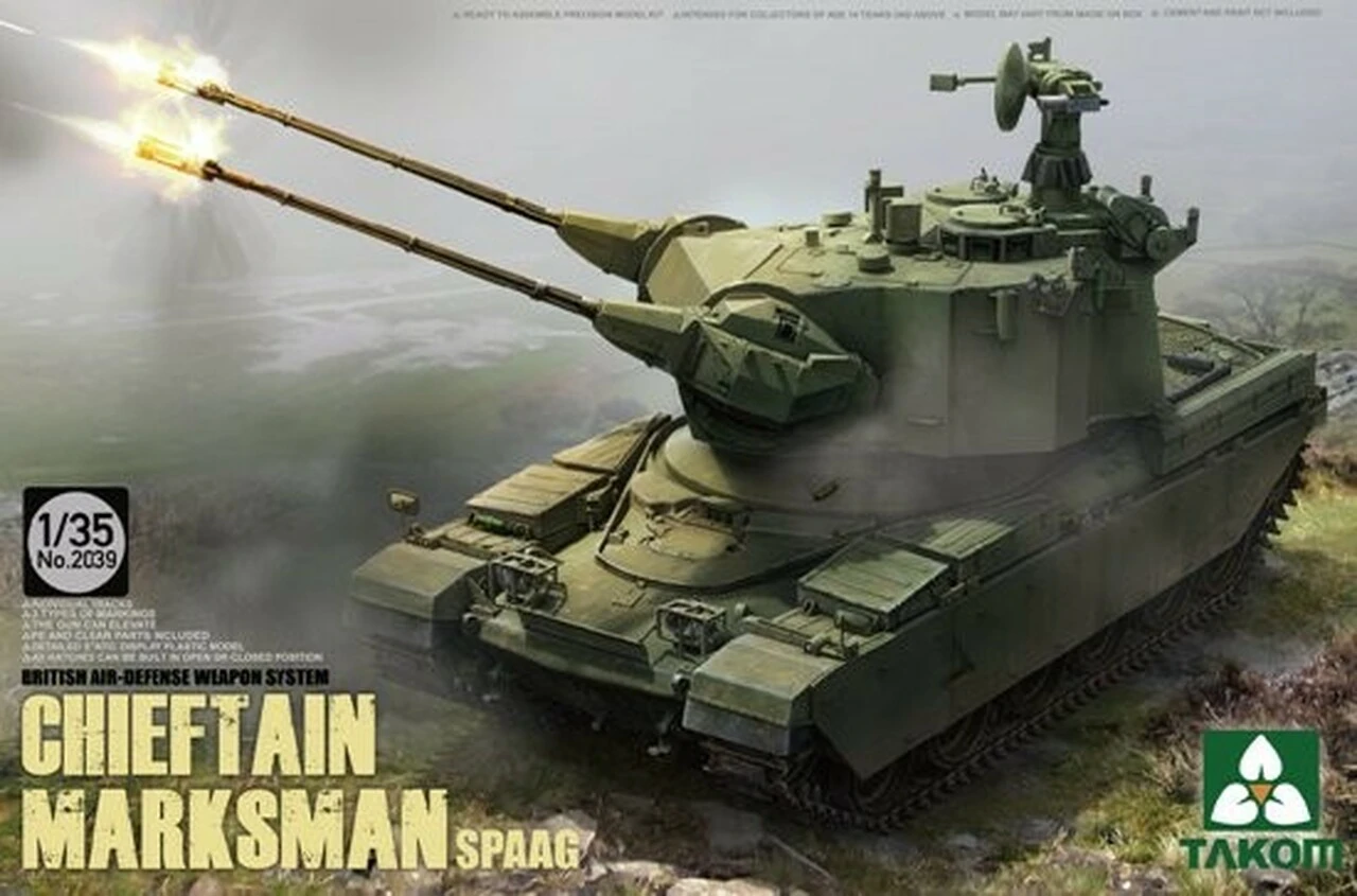 British Air-Defense Weapons System Chieftain Marksman SPAAG Tank 1/35 Takom