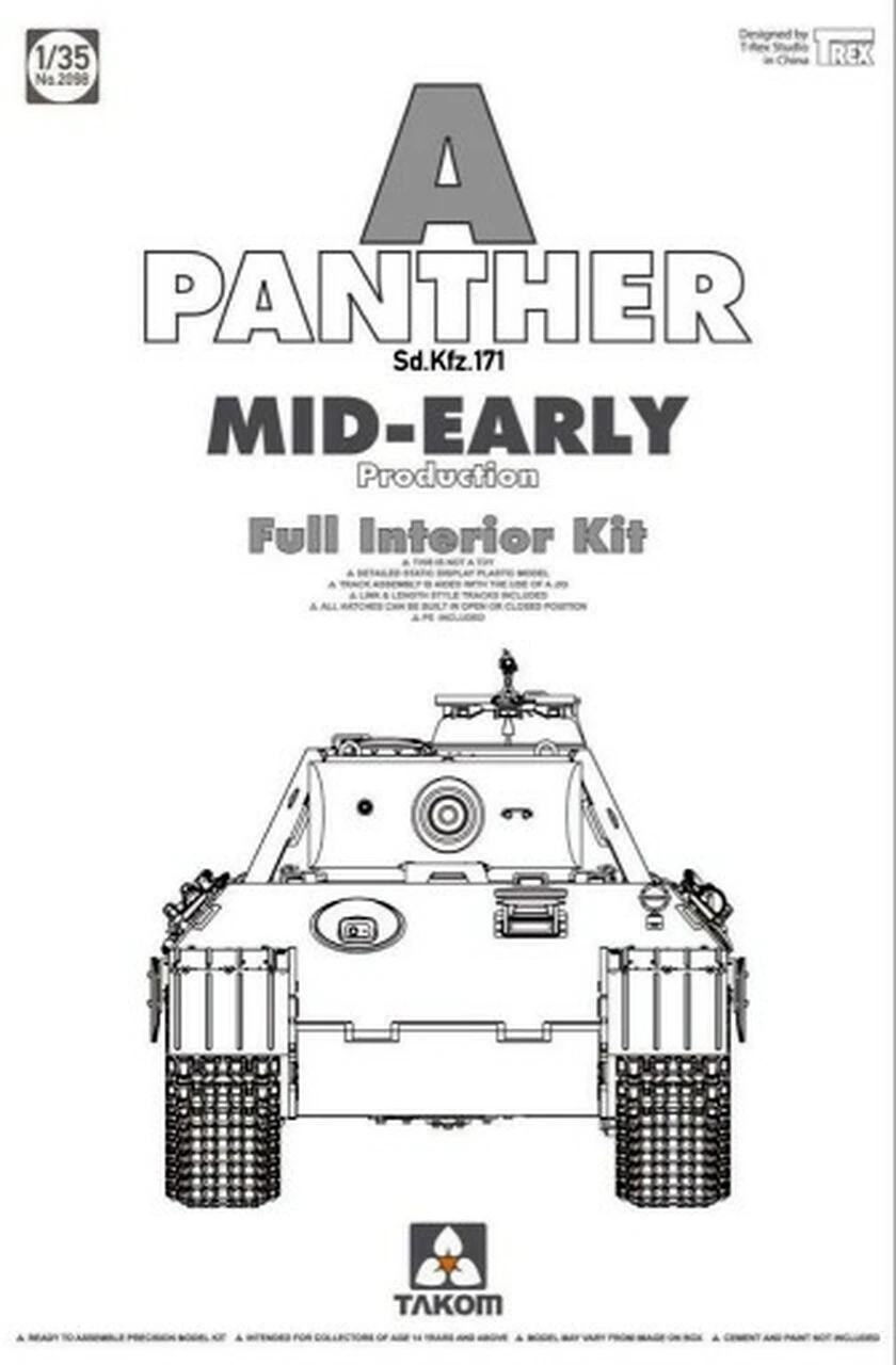 WWII SdKfz 171 Panther A Mid-Early Production Tank w/Full Interior 1/35 Takom