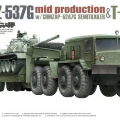 MAZ537G Mid Production Tank Tractor w/CHMZAP-5247G Semi-Trailer & T54B Tank (2 Kits) 1/72 Takom