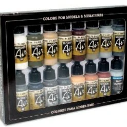 17ml Bottle German WWII Europe & Africa Model Air Paint Set (16 Colors) Vallejo Paint
