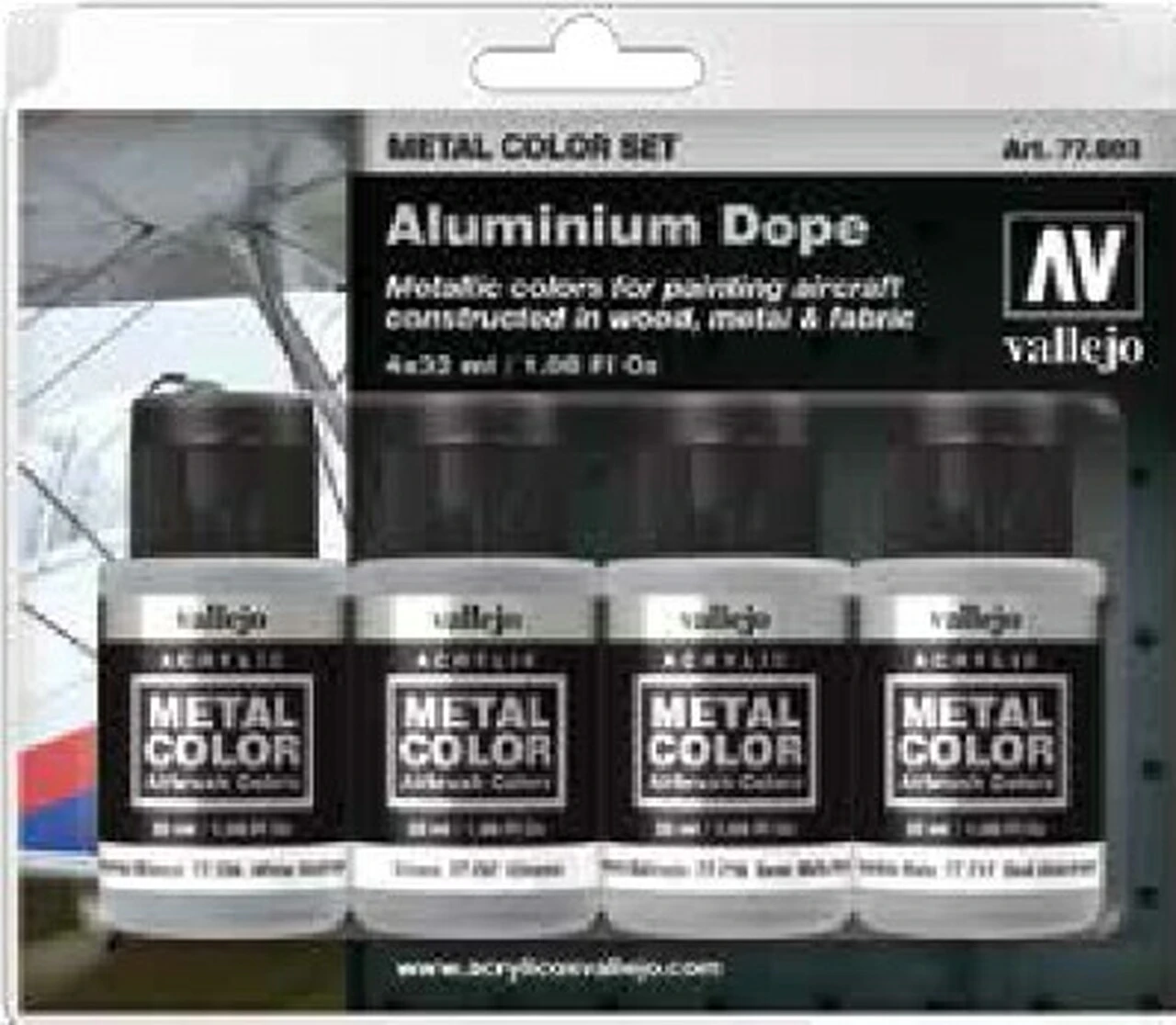 32ml Bottle Aircraft Aluminum Dope Metal Color Paint Set (4 Colors) Vallejo Paints