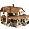 Built-N-Ready Corner Porch House HO Scale Woodland Scenics